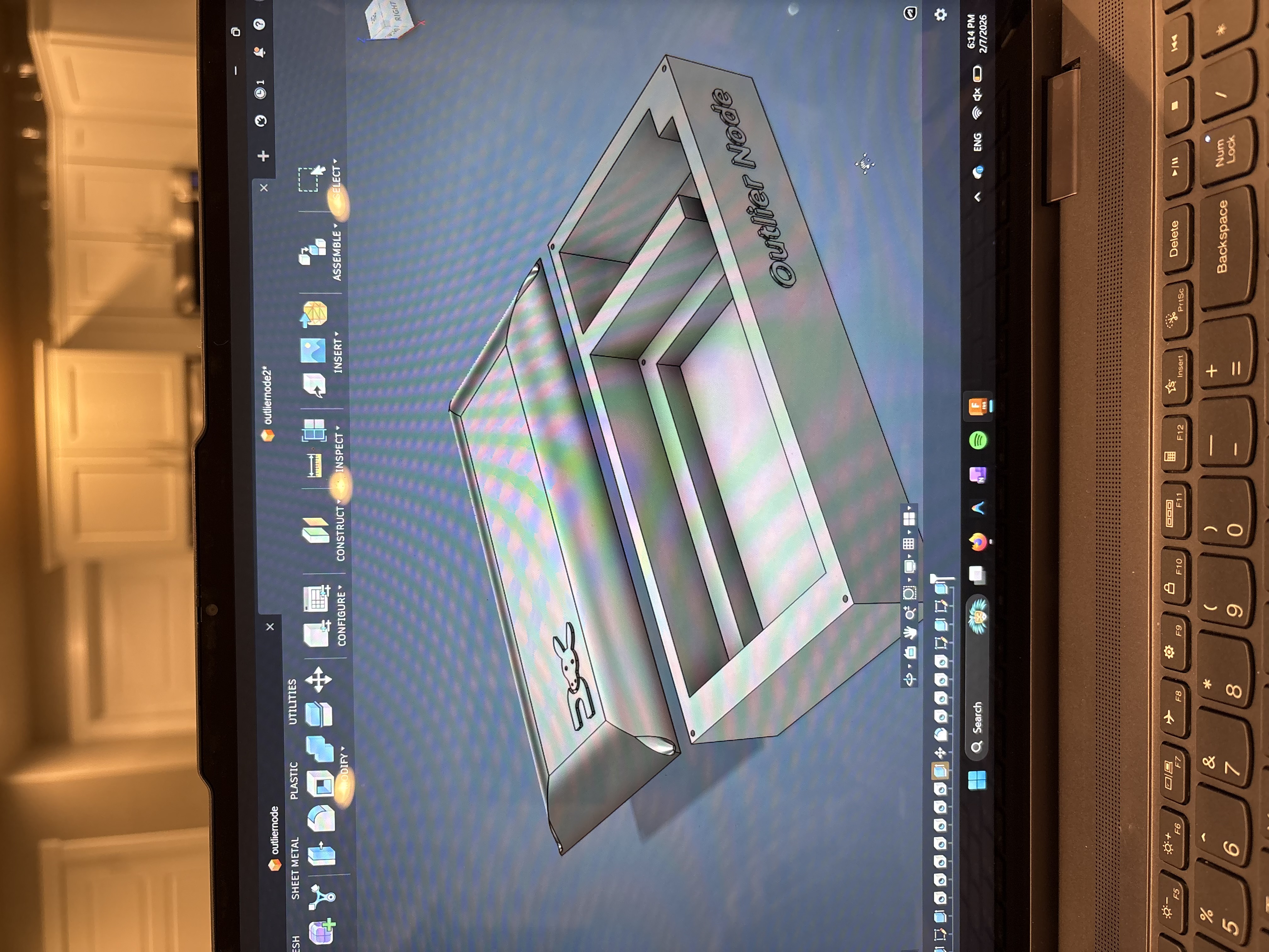 Fusion 360 CAD design of sensor housing